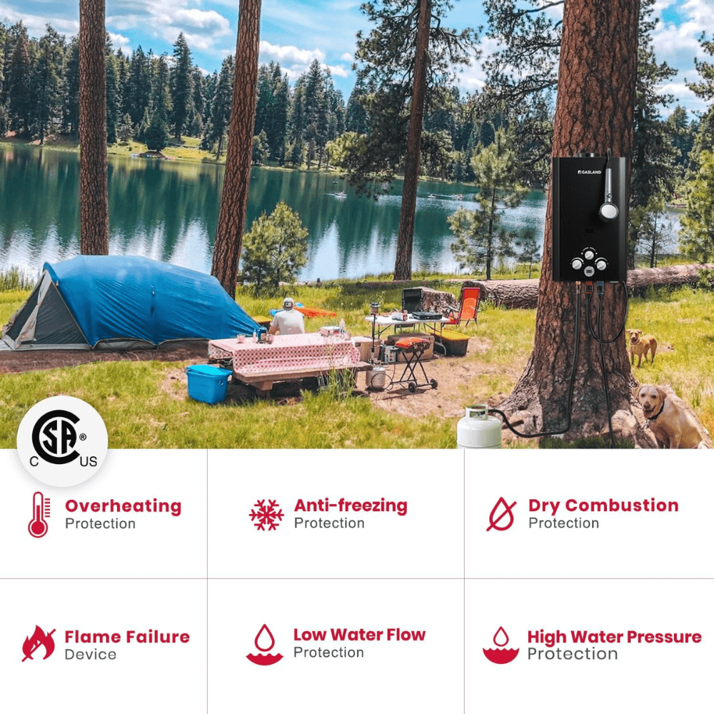 GASLAND 2.64GPM 10L Portable Tankless Propane Camper Water Heater - 68,000BTU with Pump