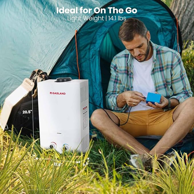 GASLAND Portable Tankless Propane Water Heater - 2.64GPM 10L 68,000 BTU