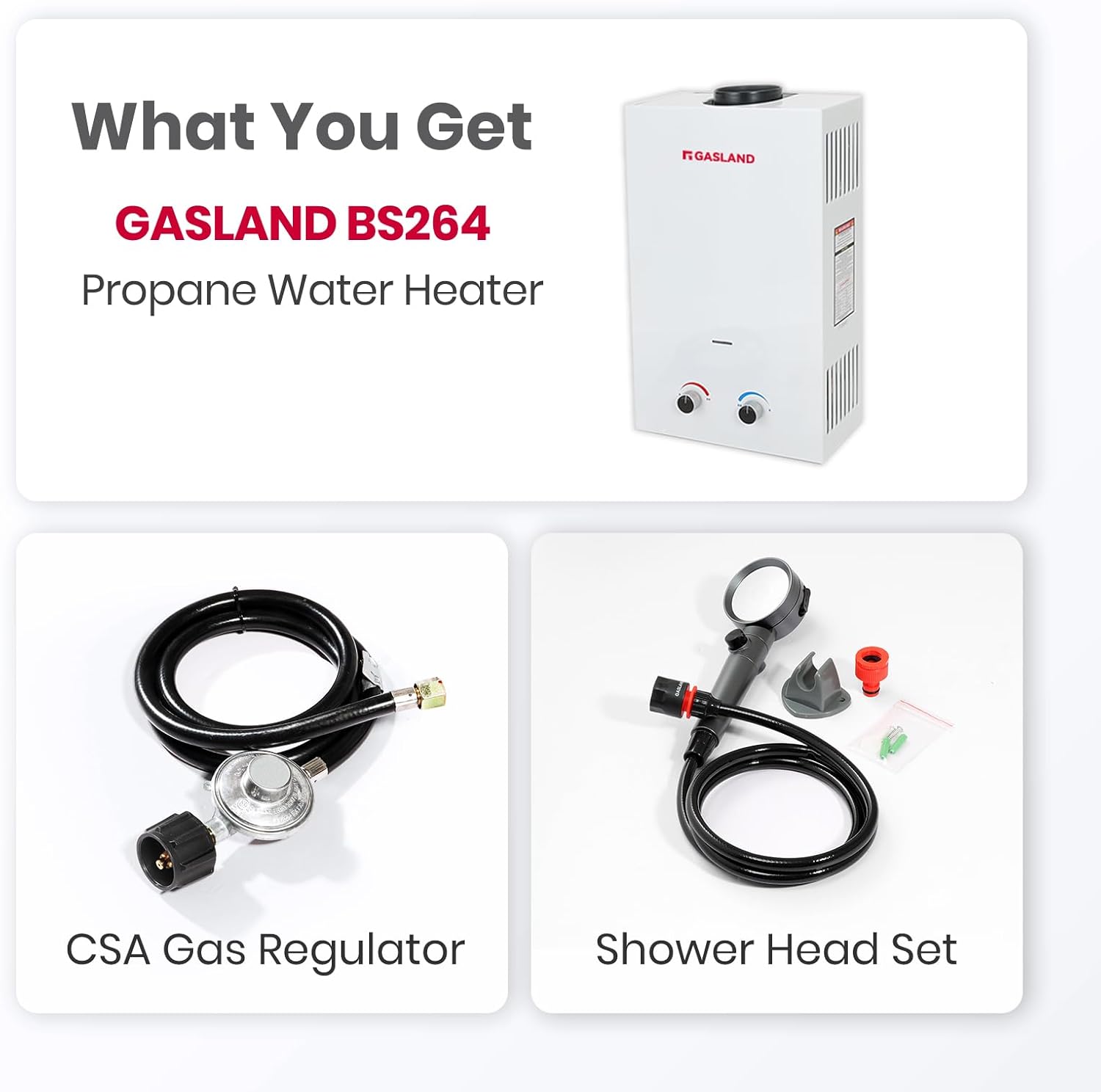 GASLAND Portable Tankless Propane Water Heater - 2.64GPM 10L 68,000 BTU