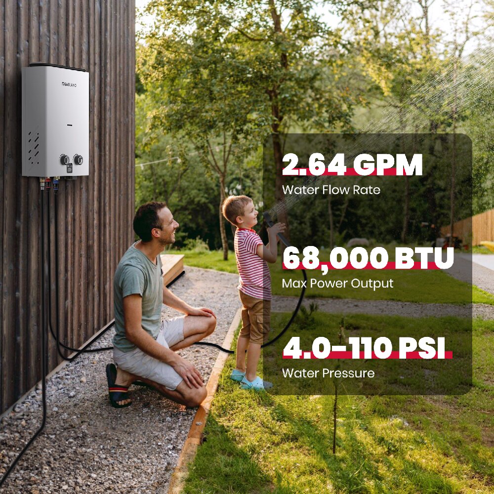 GASLAND 2.64GPM Portable Propane Tankless Camper Water Heater With Pump Kit