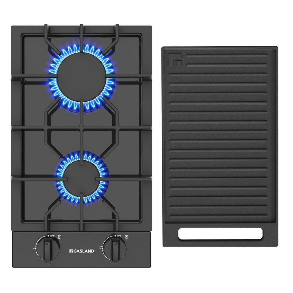 GASLAND 12" 2 Burner Black Enamel Gas Cooktop