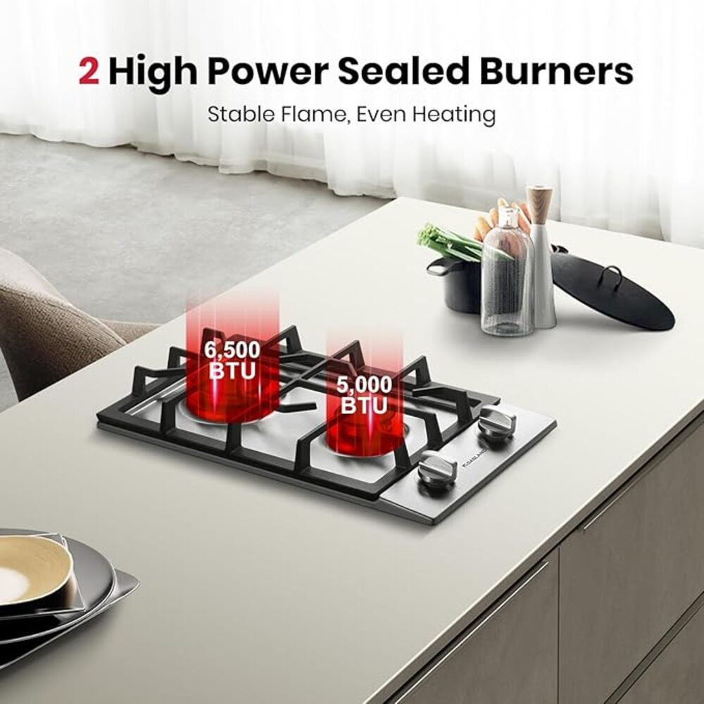 GASLAND 12" 2 Burner Stainless Steel Gas Cooktop