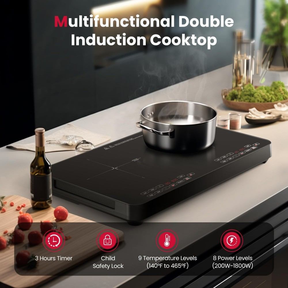 GASLAND 24" Touch Control Portable Induction Cooktop - Double Boost Burner