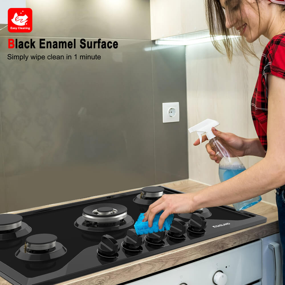 GASLAND 30" 5 Burner Black Enamel Gas Cooktop