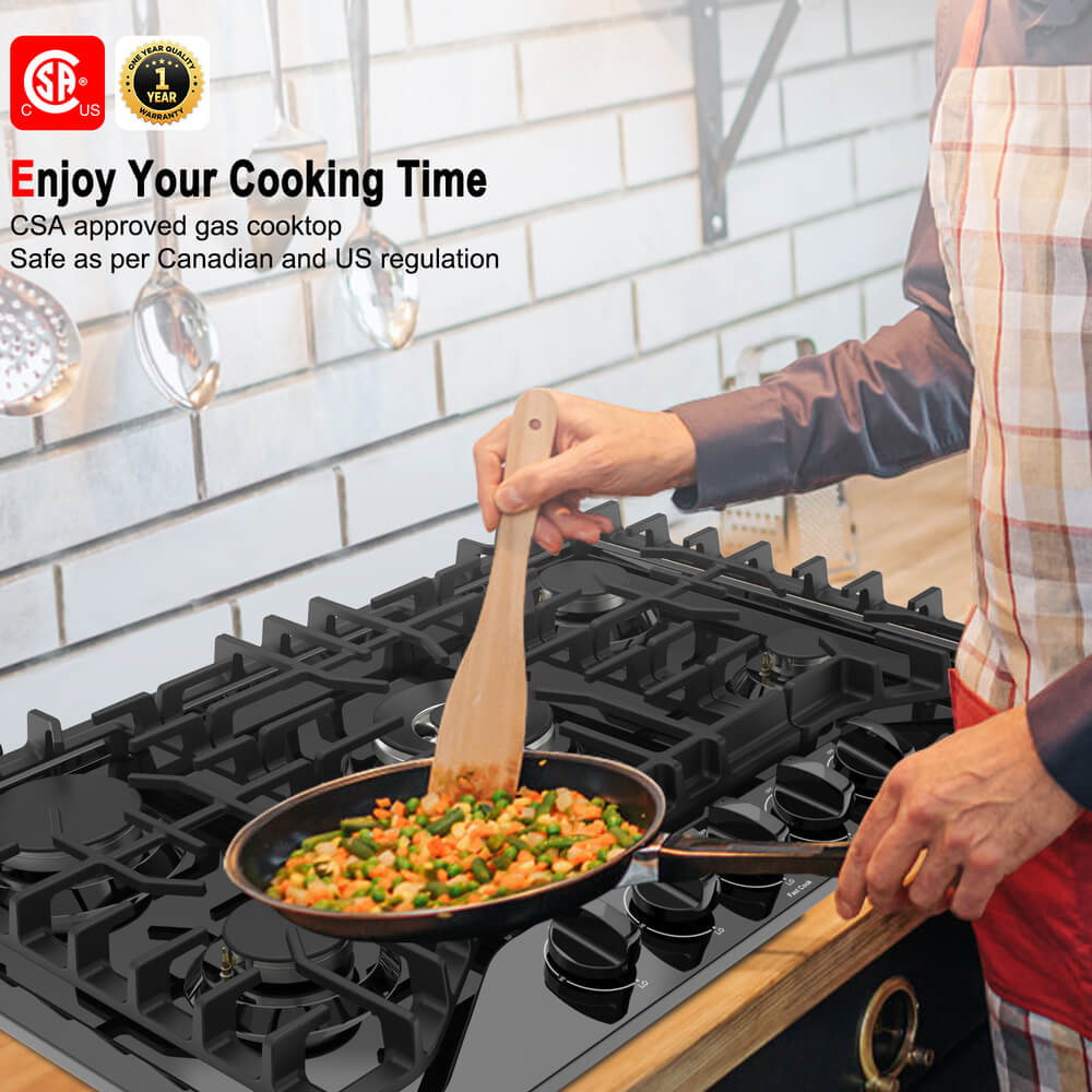 GASLAND 30" 5 Burner Black Enamel Gas Cooktop