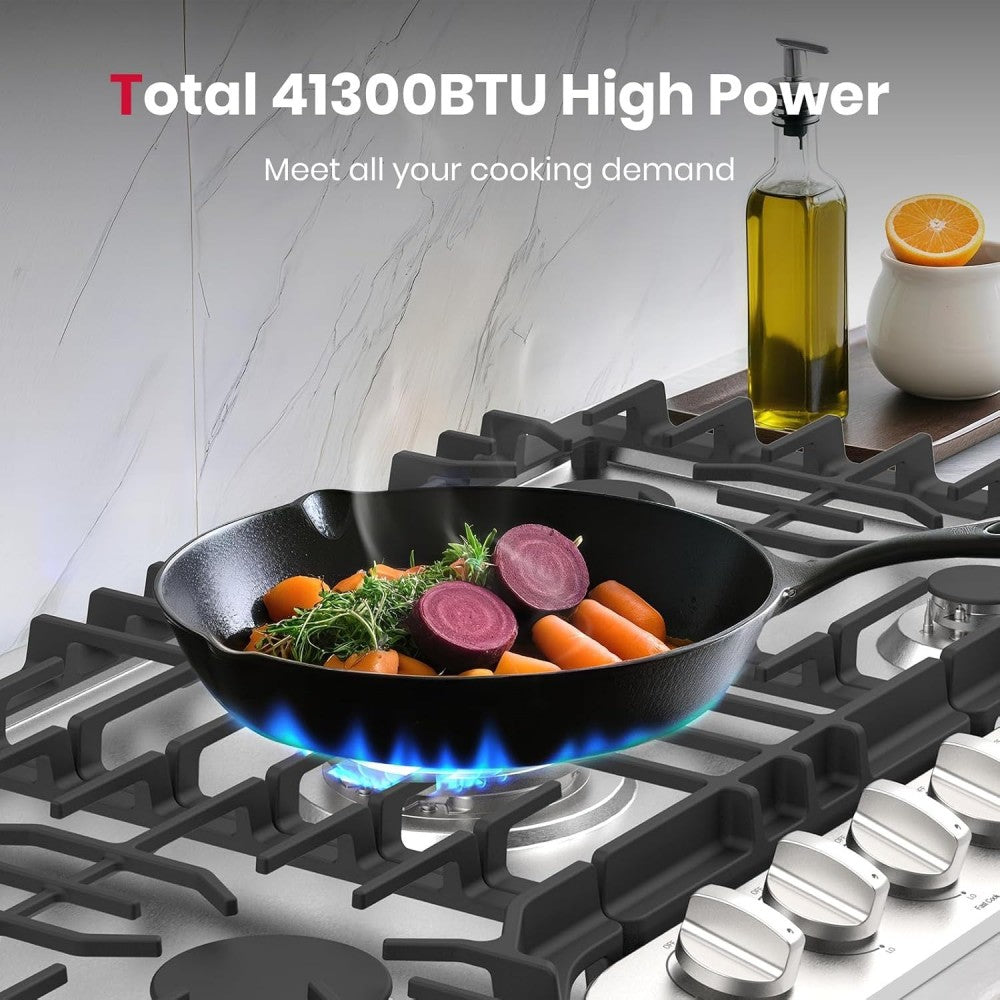 36" 5 Burner Stainless Steel Gas Cooktop with Griddle