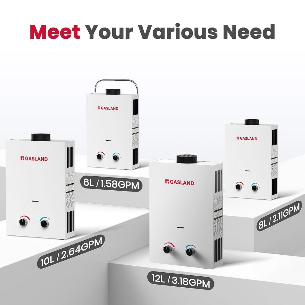 Portable Tankless Propane Water Heater - 2.11GPM 8L 55,000 BTU