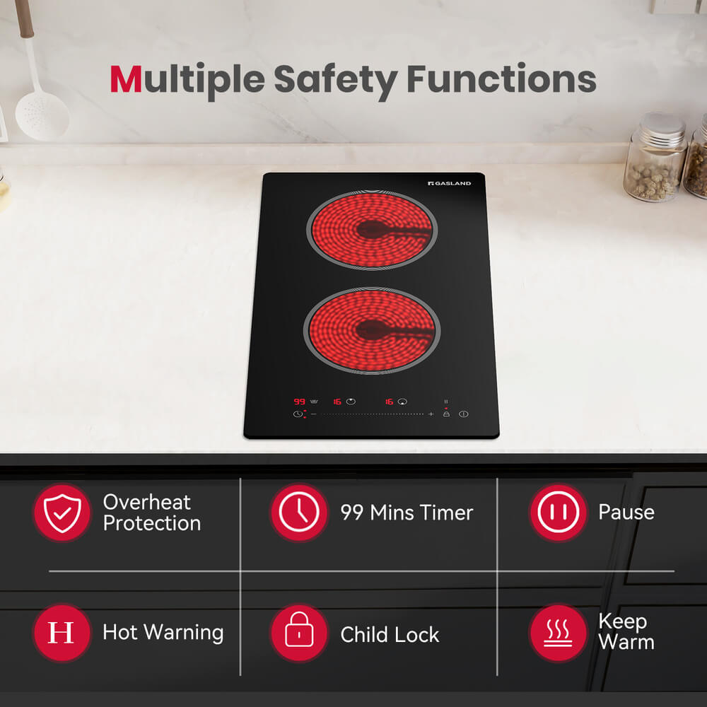 GASLAND 12" 2 Burner Slide Control Electric Cooktop for Hotel