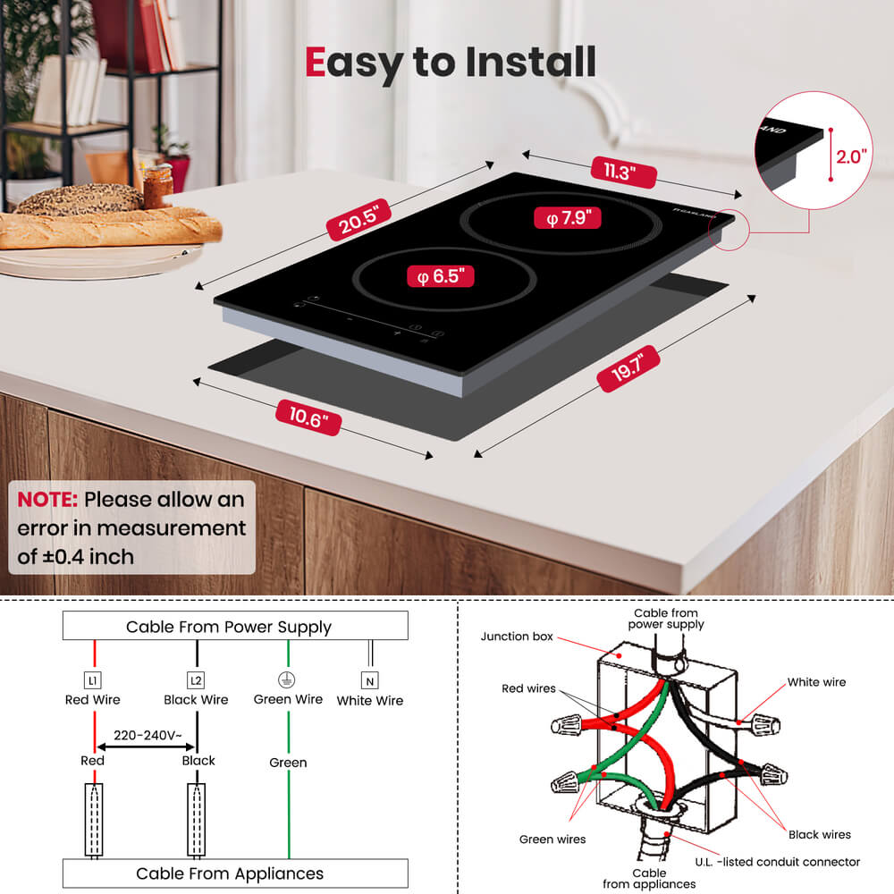 12" 2 Burner Sensor Touch Control Electric Cooktop