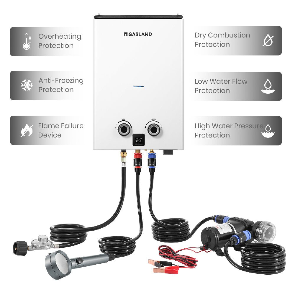 2.64GPM Portable Propane Tankless Camper Water Heater With Pump Kit