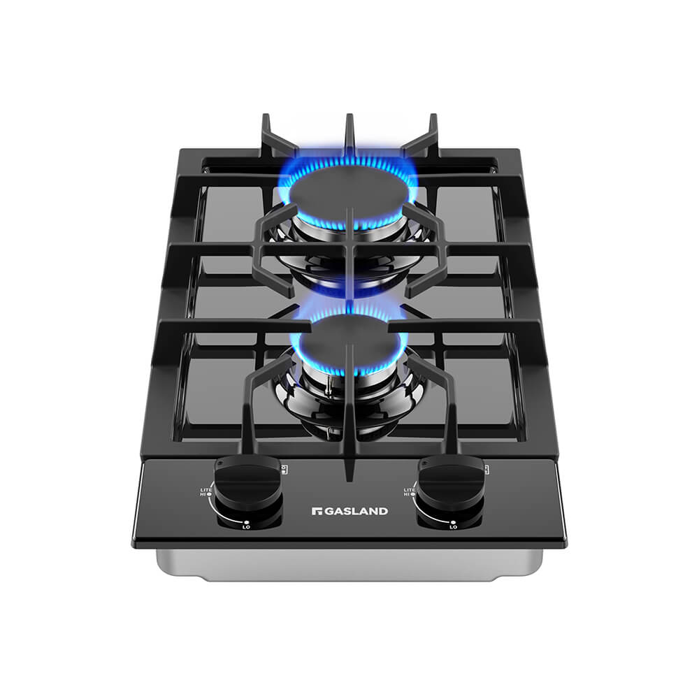 GASLAND 12" 2 Burner Black Enamel Gas Cooktop