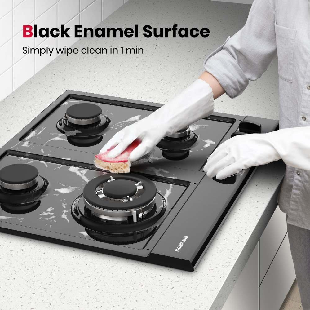 GASLAND 24" 4 Burner Black Enamel Gas Cooktop