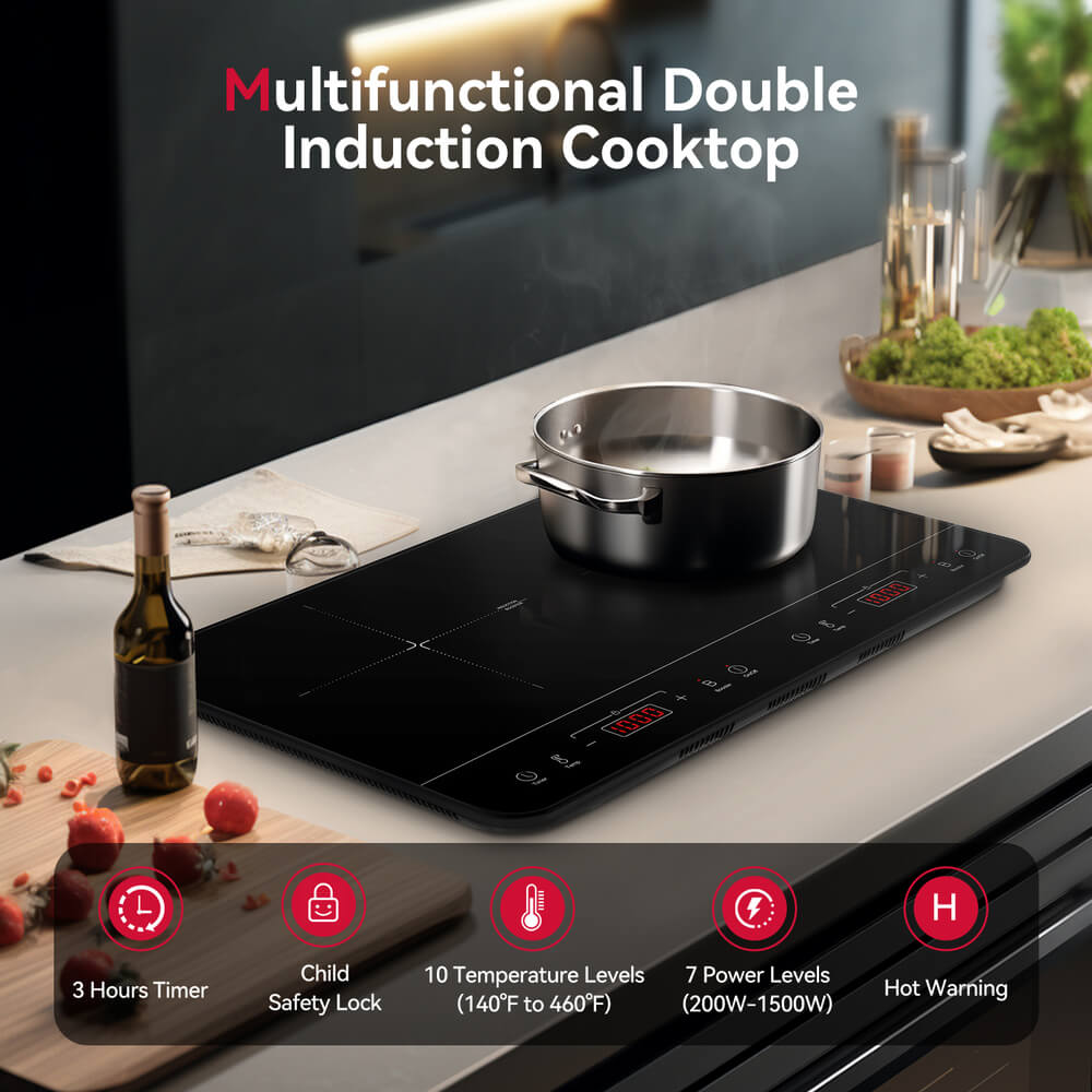 24" Touch Control Portable Induction Cooktop - Double Boost Burner