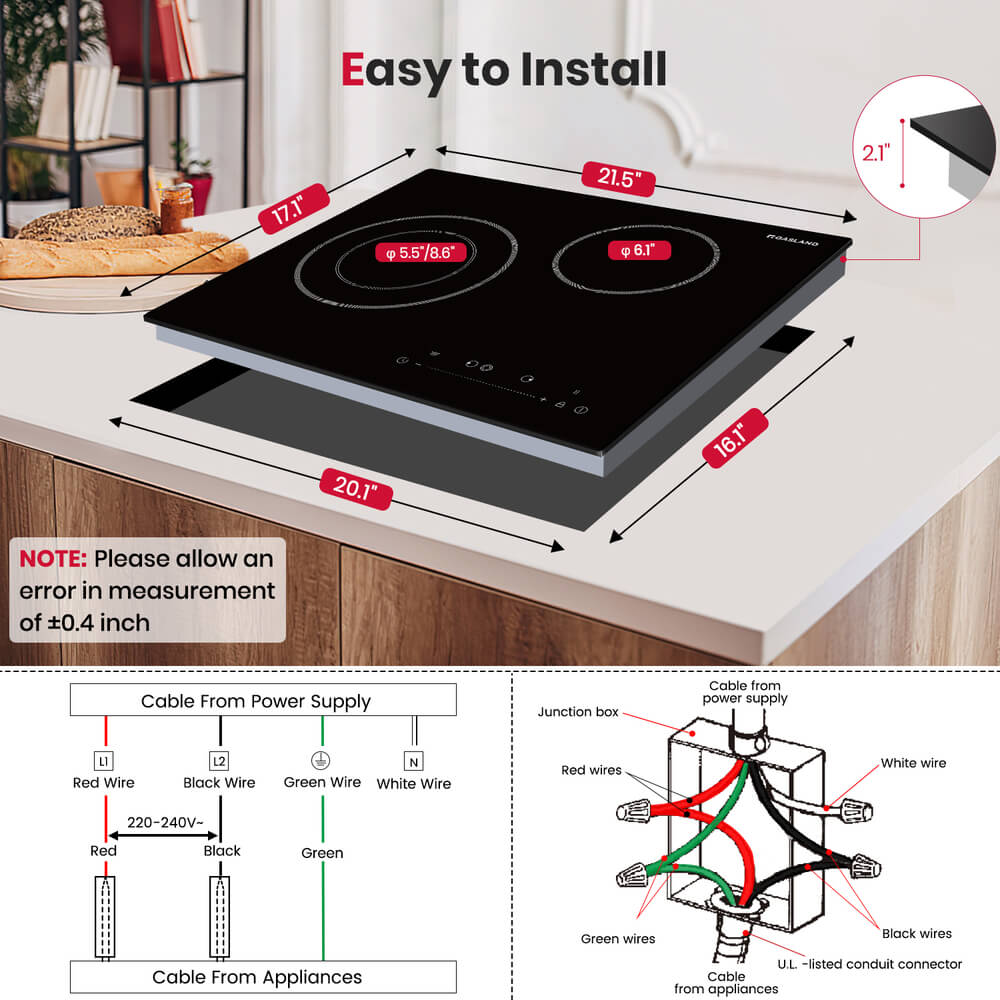 GASLAND 21" 2 Burner Touch Control Electric Cooktop