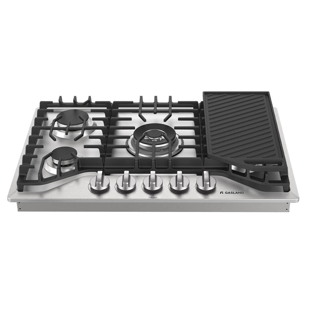 30" 5 Burner Stainless Steel Gas Cooktop with Griddle