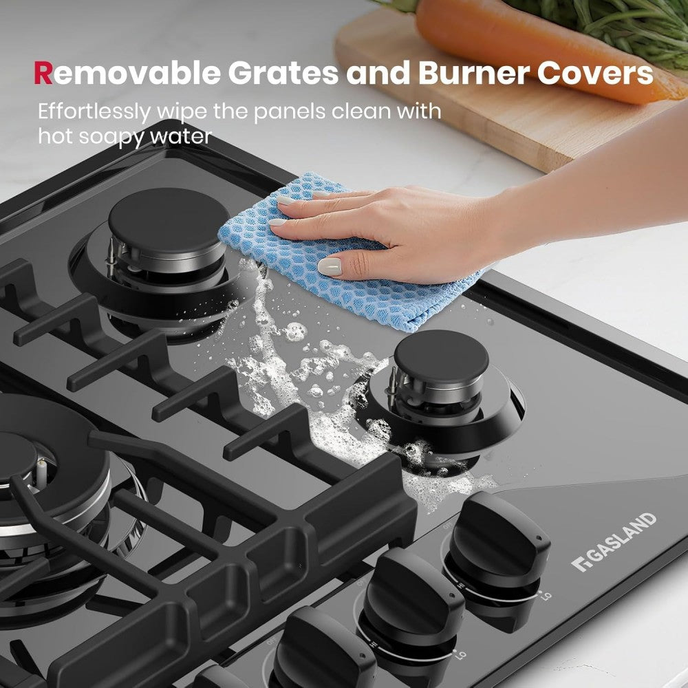 GASLAND 30 Inch 5 Burner Black Enamel Gas Cooktop with Griddle for Wholesale