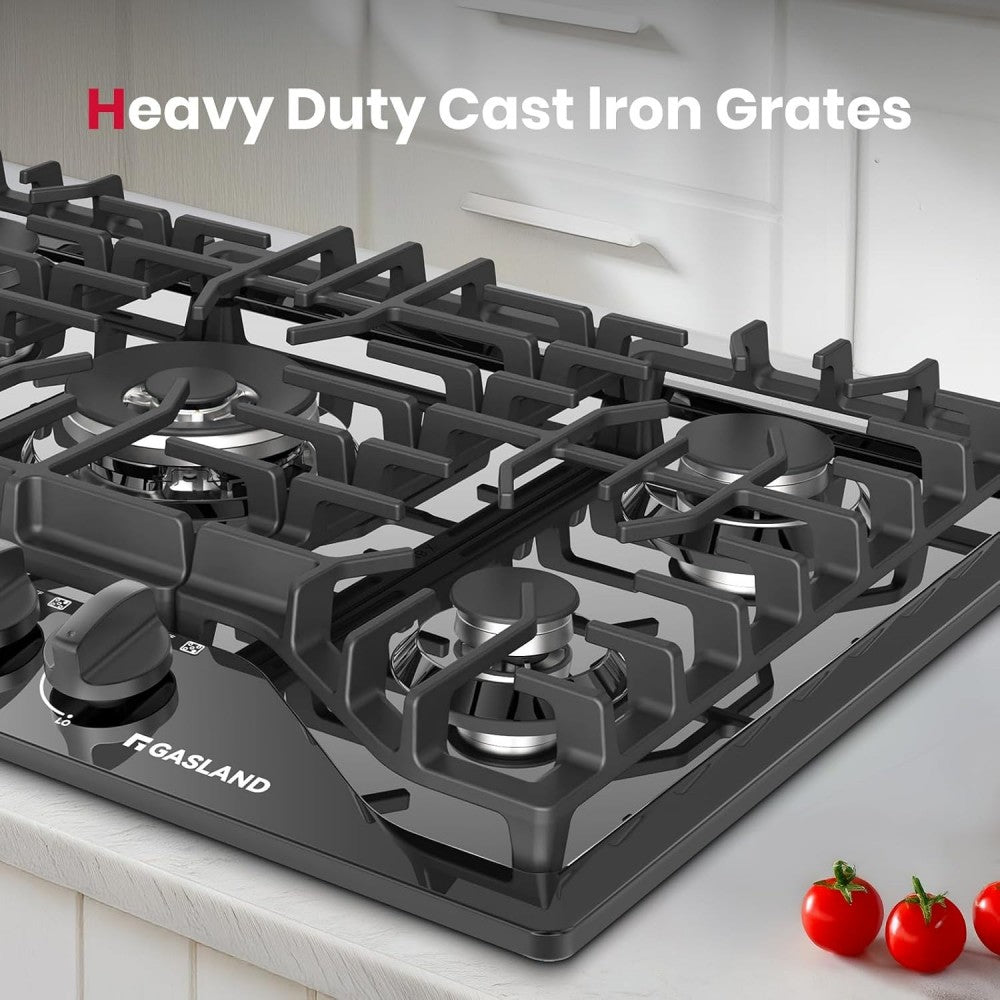GASLAND 30 Inch 5 Burner Black Enamel Gas Cooktop with Griddle for Wholesale